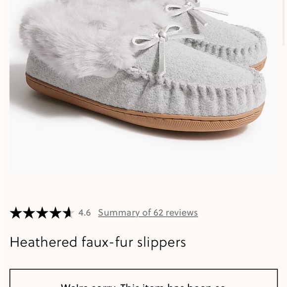 NWT J. Crew Gray Women's Heathered Faux-Fur Lined Slippers • Size 8 - Picture 8 of 10